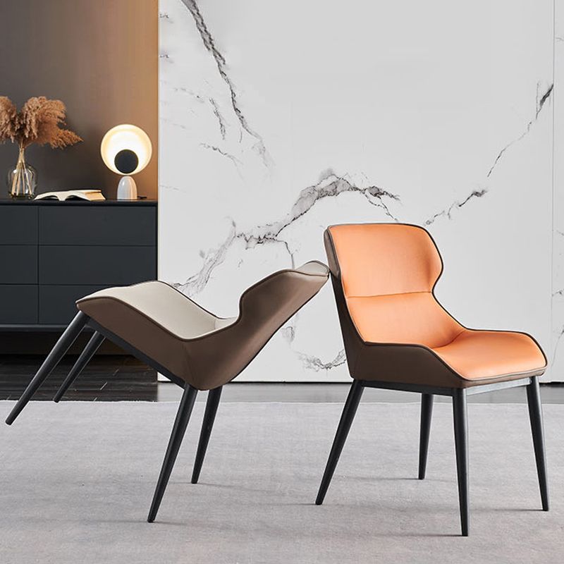 Industrial Style Wingback Side Chairs Faux Leather Dining Chairs