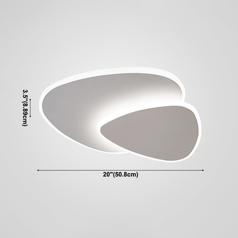 Plafonnier LED en acrylique blanc de style concis et moderne, plafonnier ovale à 2 lumières en fer