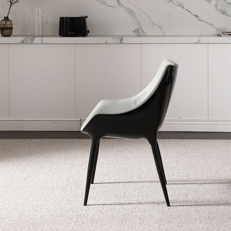 Faux Leather Kitchen Chair Metal Base Dining Chair for Living Room