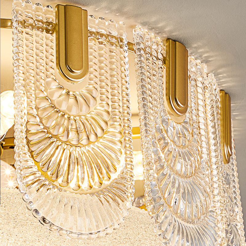 Iluminación de techo de montaje empotrado simple Lámpara de techo de vidrio contemporánea en oro