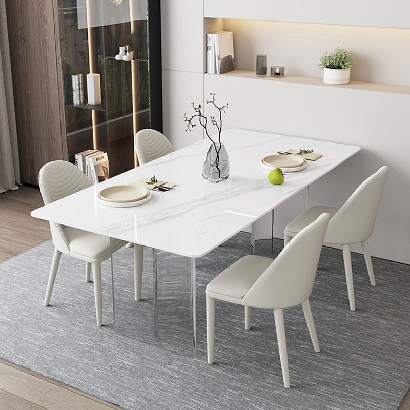 Medieval Modern Stone Dining Table Double Pedestal Rectangle Table for Dining Room