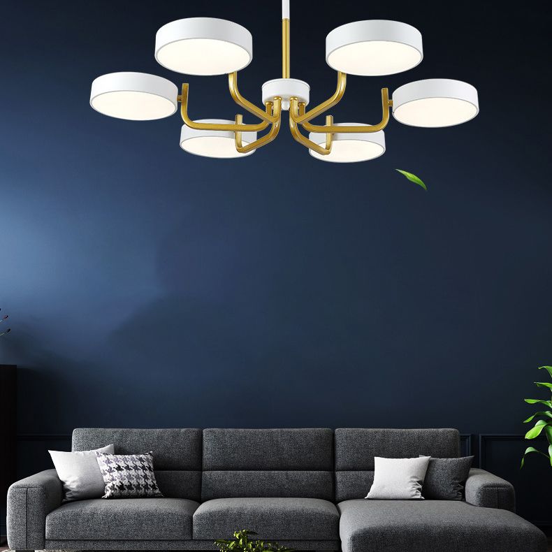Nordic Round LED Chandelier Metallic Bedroom Living Room Suspension Lighting Fixture