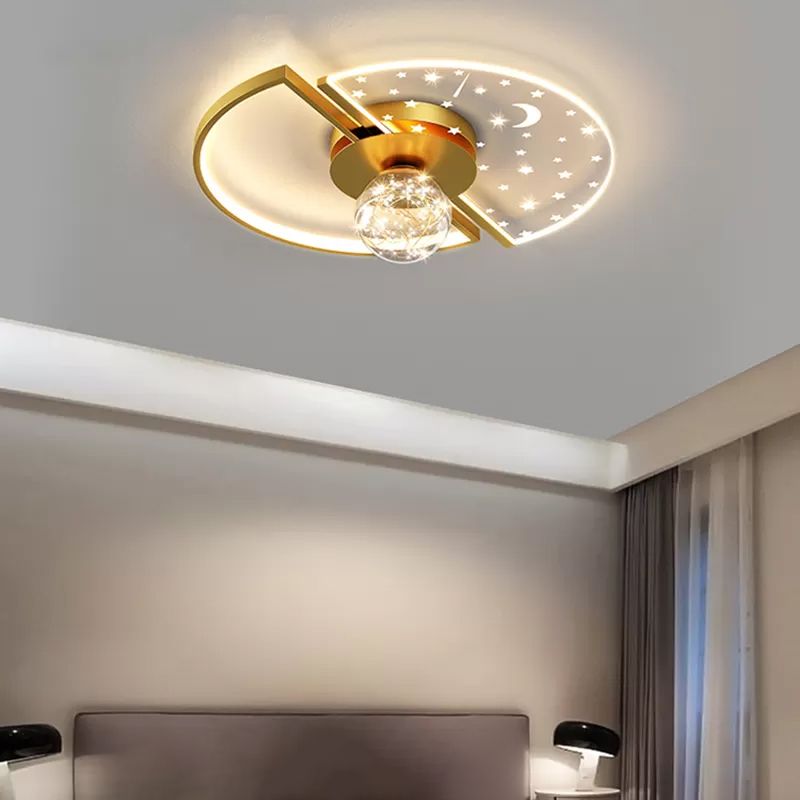 Metal Round Shape Flush Ceiling Light Modern Style 3 Lights Flush Ceiling Light Fixtures