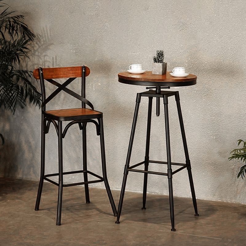 Industrial 1/2 Pieces Round Bar Table Set Solid Wood Bar Table Set for Home Use