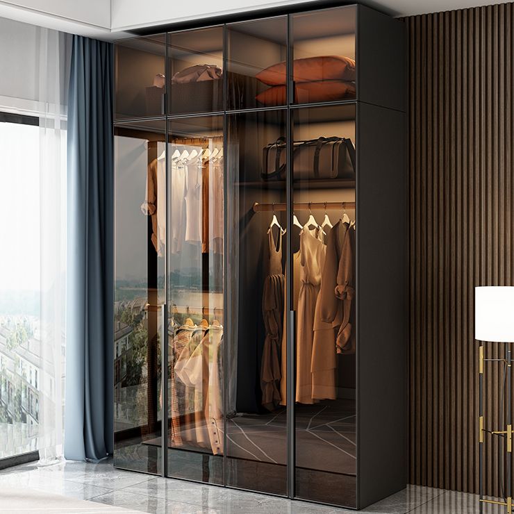Modern Style Glass Wardrobe Bedroom Wardrobe Closet with Soft Close Door