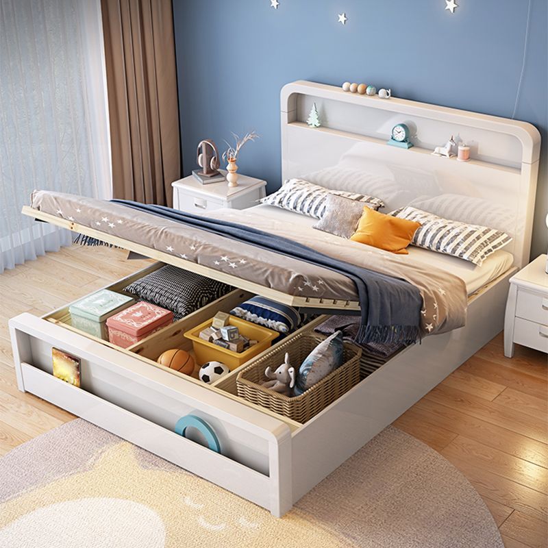 Modern Wood Standard Bed Bookcase Included Bed Frame for Bedroom