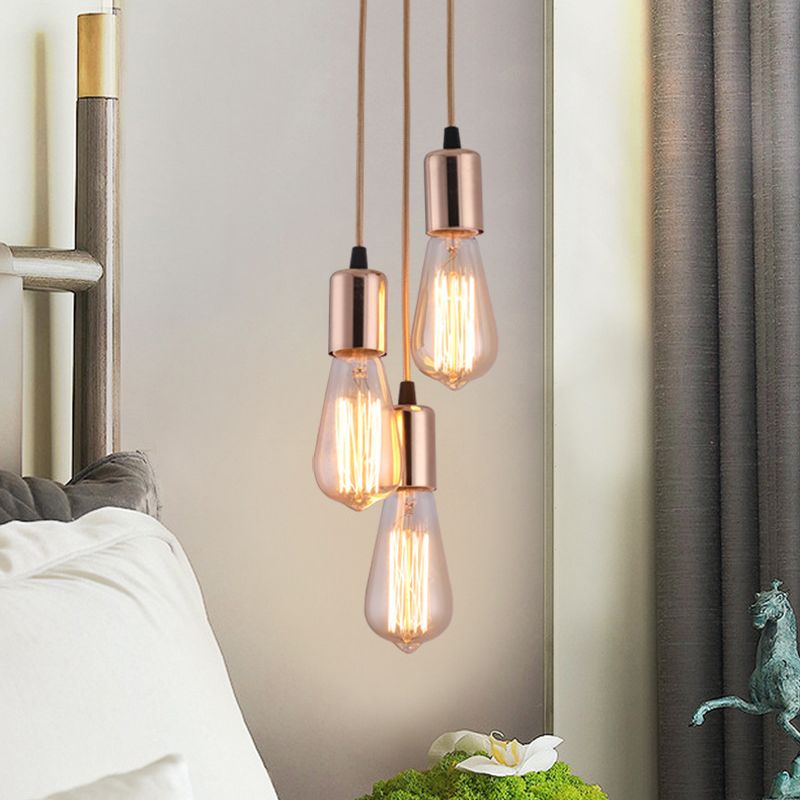 Exposed Bulb Restaurant Down Lighting Pendant Simplicity Metal Hanging Ceiling Light