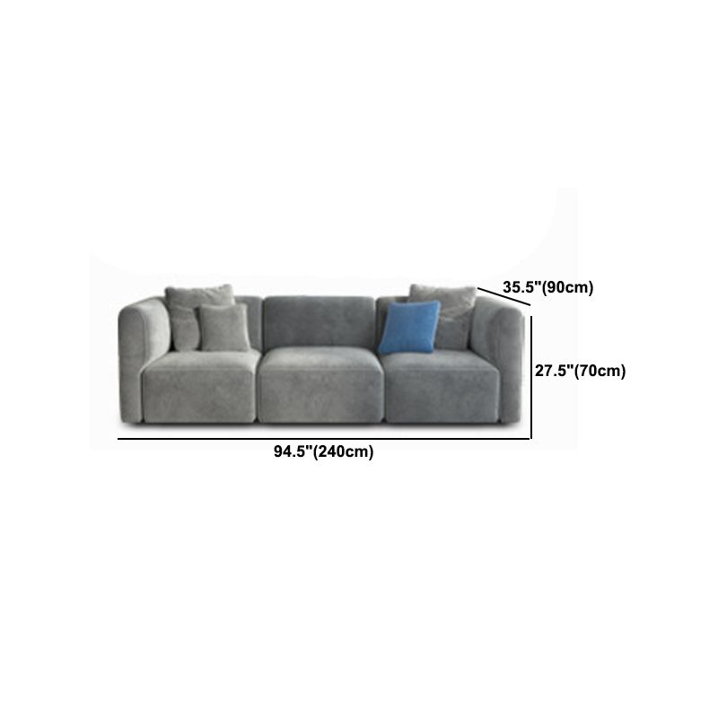 Gray Velvet Sofa with Chaise 68.9 " D Square Arm Sofa with Pillows