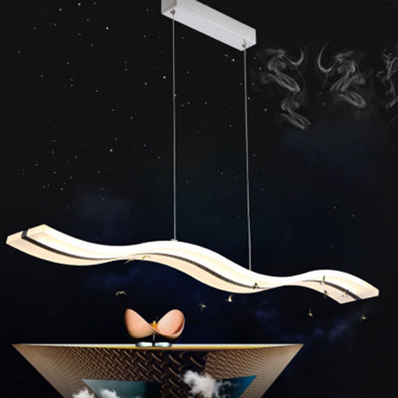 Acryl weiße LED-Insellicht im modernen präzisen Stil Edelstahl-Anhänger Licht für Esszimmer