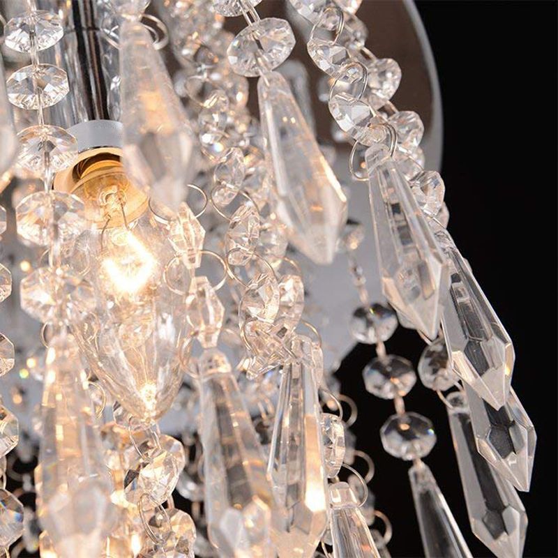 Droplets Living Room Flushmount Ceiling Fixture Crystal Modern Flush Mount Ceiling Light in Chrome