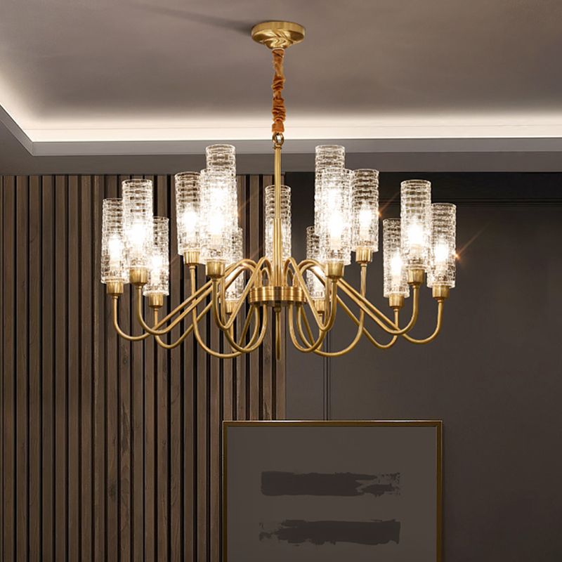 American Style Chandelier Glass Multi Light Hanging Light with Brass for Bedroom