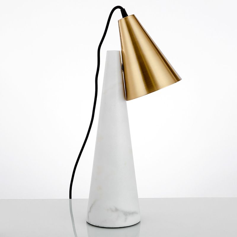 Designer konischer Tischlicht Marmor Single-Bulb Wohnzimmer Nachtlampe in Weiß/Grün und Gold