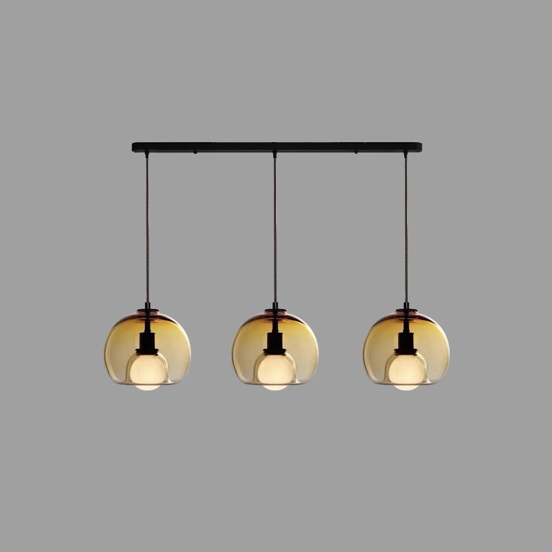 Modern Artistic Indoor Pendant Light Lacquered Iron Globe Hanging Lamp with Glass Shade