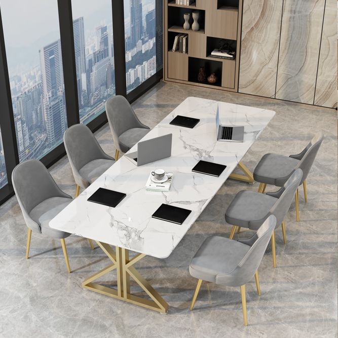 Home Office Writing Table Luxury Marble Curved Computer Desk