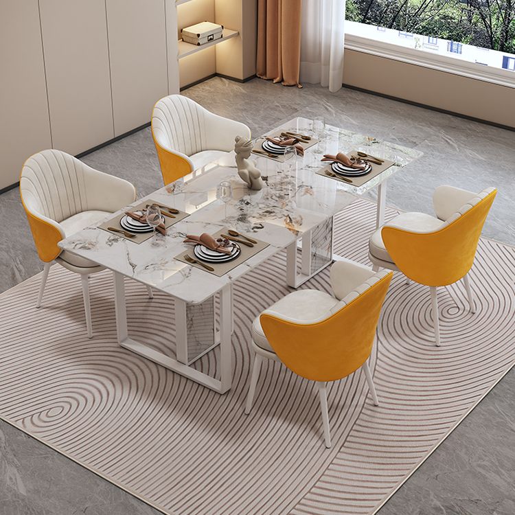 Modern Rectangle Stone Dining Table 1/5 Pieces Dining Set for Dining Room