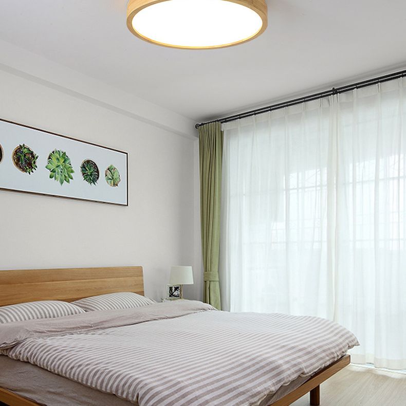 Modern Style Geometrical Flush Mount Lighting Wood 1-Light Flush Mount Led Light