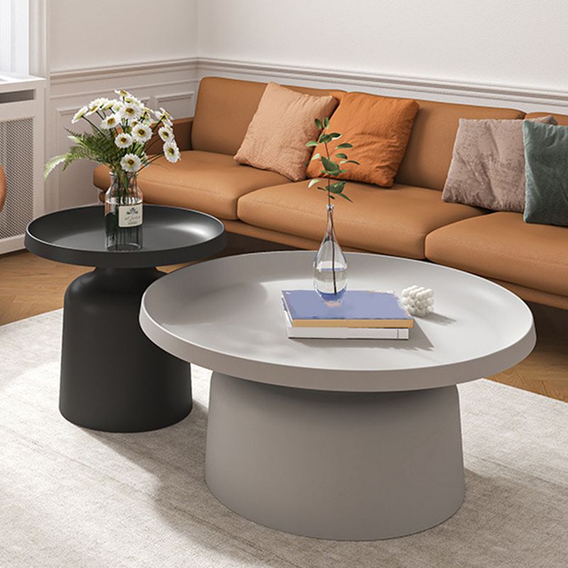 Round Tray Top Coffee Table Metal Pedestal 1 Single Cocktail Table