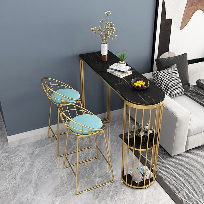 Glam Metal Bar and Counter Stool Low Back Stool with Sled Base