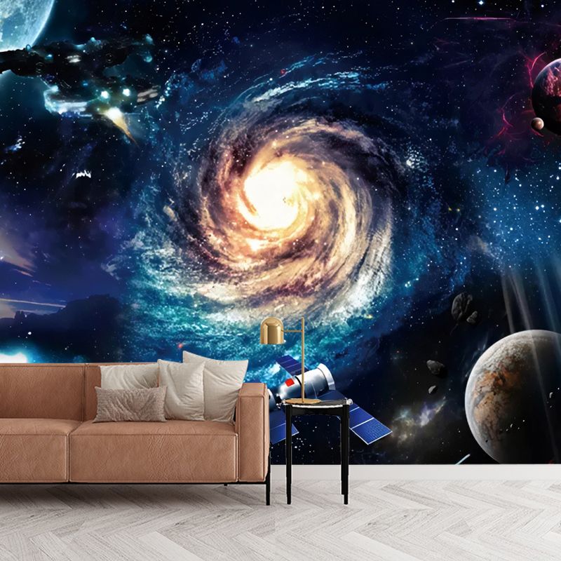 Extra Large Photo Simple Mural Wallpaper for Home Decoration with Galaxy Pattern in Blue