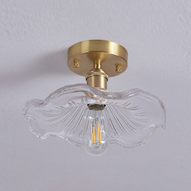 Shaded Glass Semi Flush Mount Light Fixture Nordic Style Brass Semi Flush Light Fixture