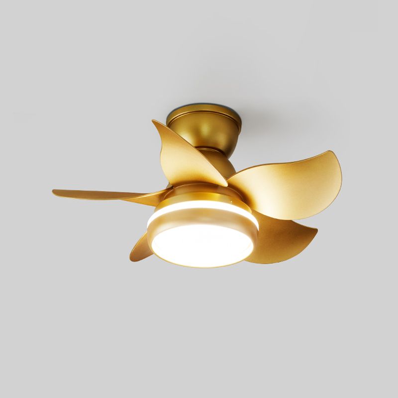 Stylish Macaron Fan Lamp Modern LED Semi Flush Ceiling Light for Bedroom