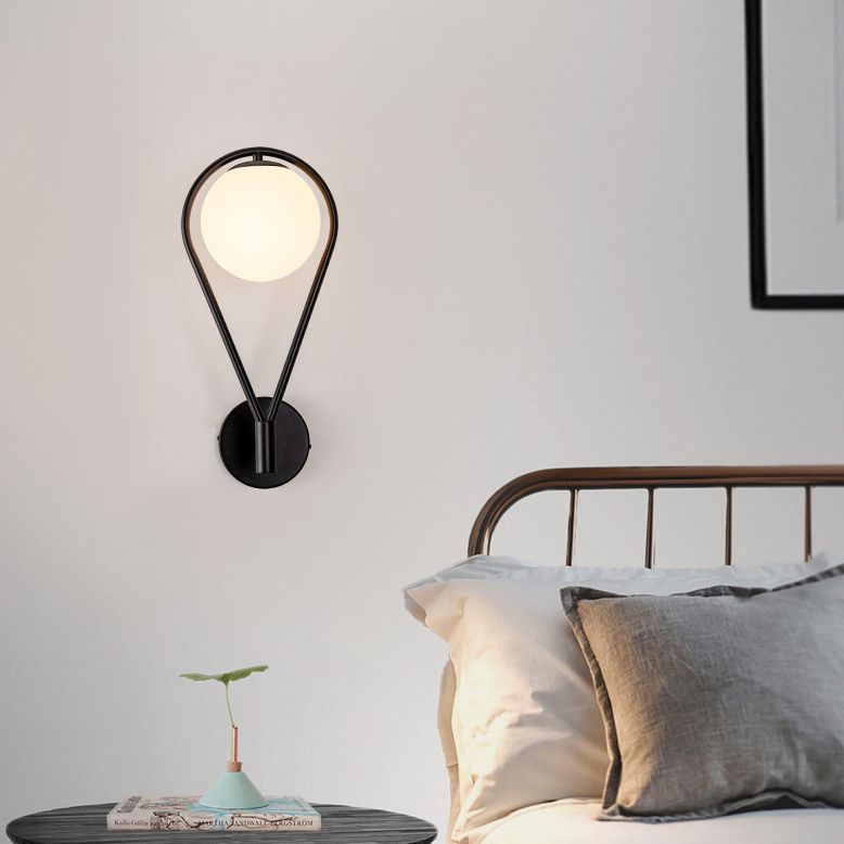 Nordic Minimalist Glass Wall Lamp Milky Glass Metal Base