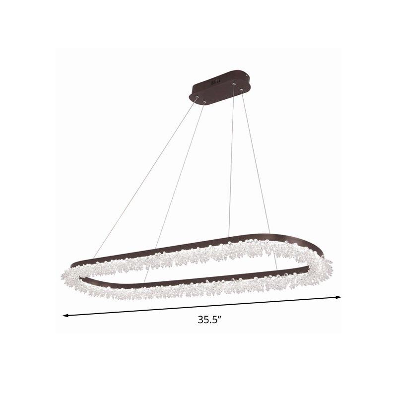Illuminazione a sospensione ovale marrone lampadario a LED a LED in perline contemporanea in luce calda/bianca/naturale