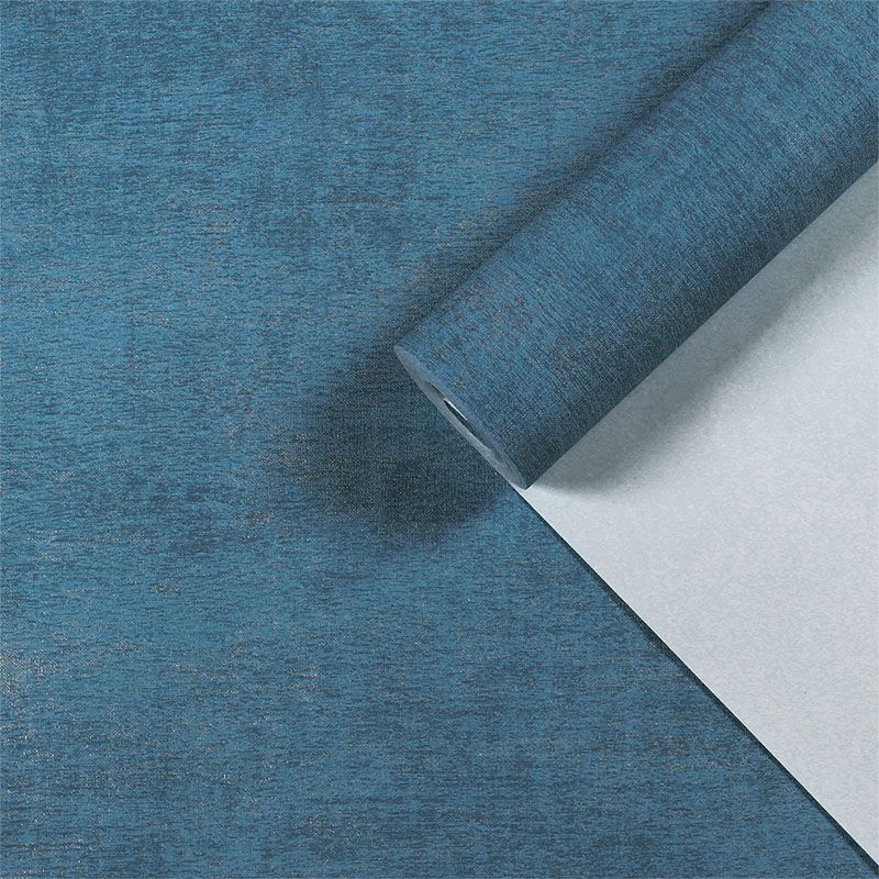 Minimalistic Plain Wallpaper Roll Blue Waterproofing Wall Covering for Living Room
