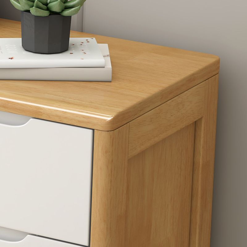Mid-Century Modern Chest Squared Legs with Drawer Solid Wood Accent Chest