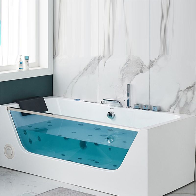 Contemporary Acrylic Back to Wall Bathtub Rectangle Air/Whirlpool/Soaking Bathtub