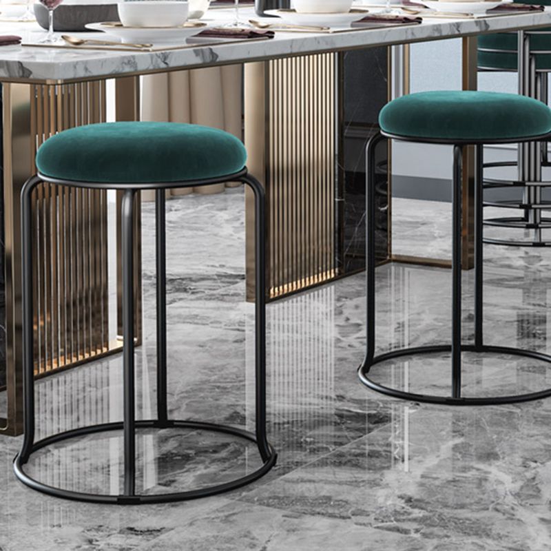 Faux Leather Mildew Resistant Ottoman Round Glam Solid Standard Ottoman