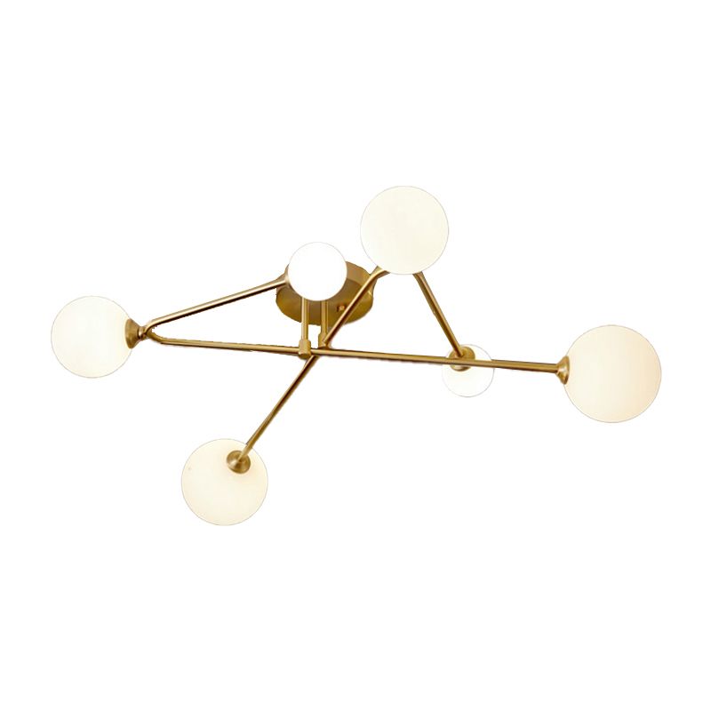 4/6/9-Light Golden Modern Flush Mount Lighting Glass Ceiling Light for Living Room