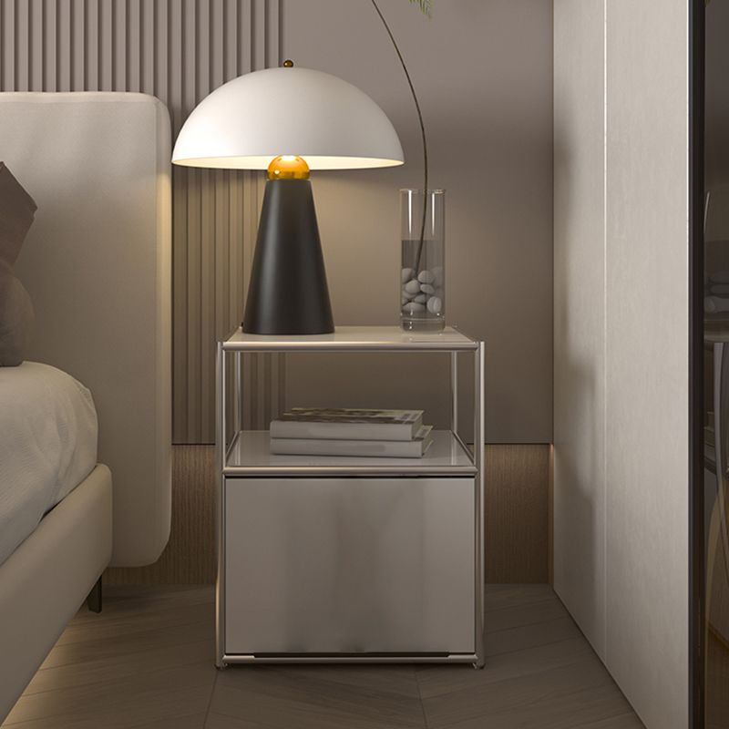 19.7" Tall Stainless Steel Side Table Rectangular End Table with Storage