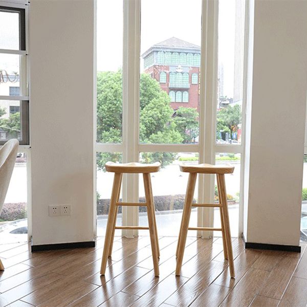 Restaurant Simple Wood Barstool Wood 4 Legs Bar Stool with Pedal