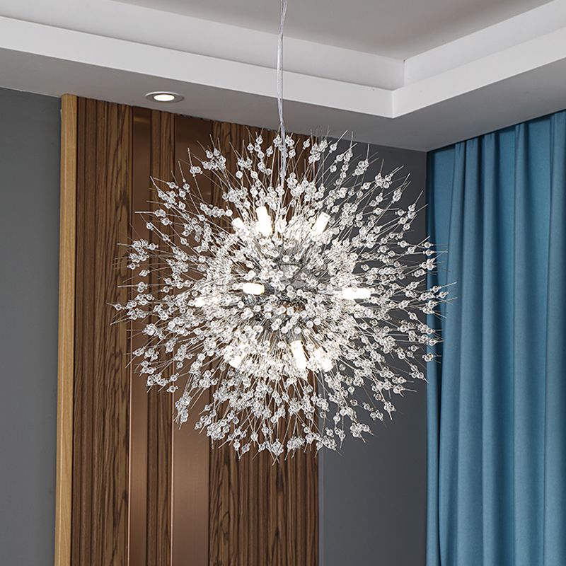 Aparte de iluminación suspendido de diente de león luces colgantes colgantes de múltiples cabezas múltiples con cristal
