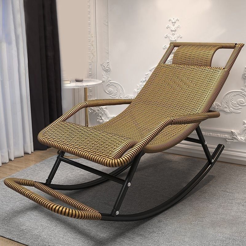 Modern Rattan Rocker Chair Reclining Rocking Chair for Home Decor