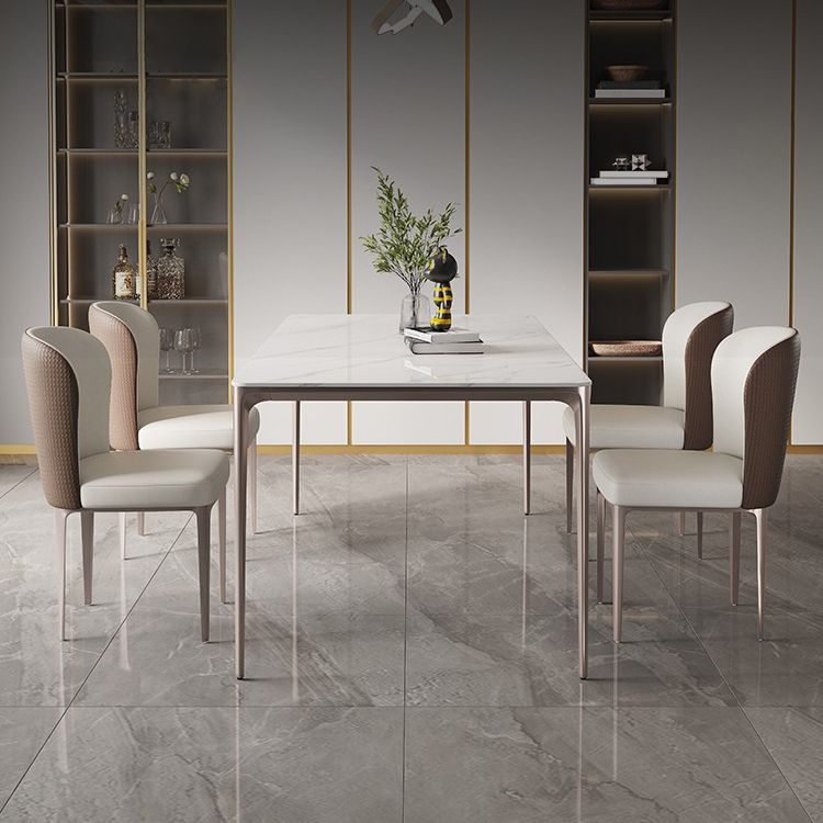 Modern Sintered Stone Top Dining Set Rectangle 1/2/4/5/6 Pieces Dining Room Table Set