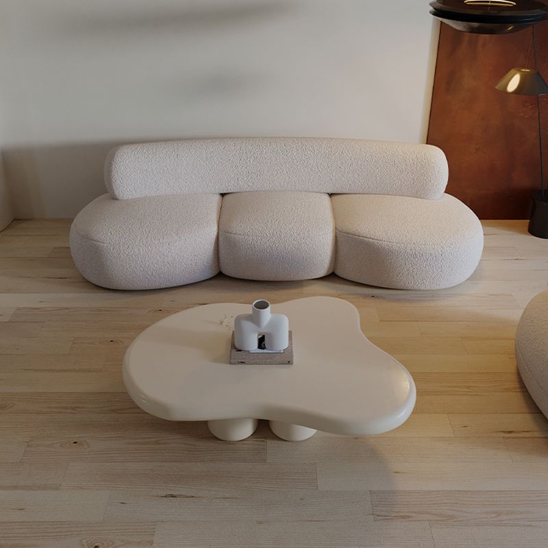 11"H Contemporary Coffee Table Single 4 Legs Coffee Cocktail Table