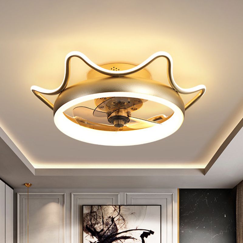 3 Blades Circle Metal Deckenventilator Leuchte minimalistische Gold -LED -Halbblüte -Leuchte mit Fernbedienung