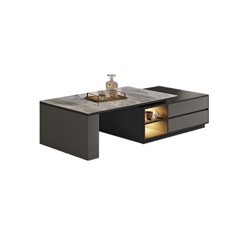 Rectangle Cocktail Table Stone Glam 1 Coffee Table with Storage