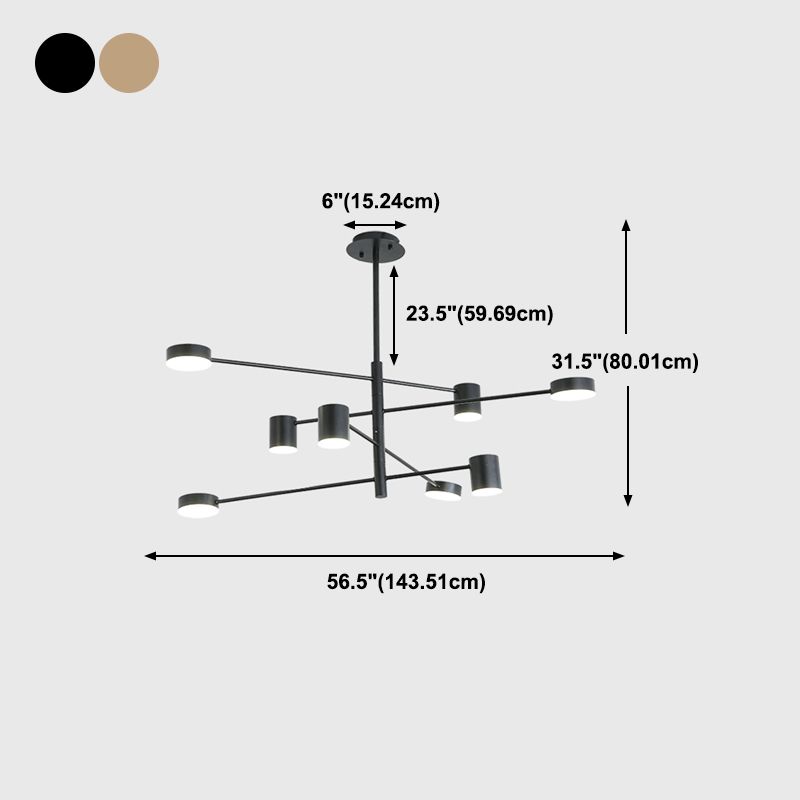 Lámparas de lámparas colgantes de forma de cilindro de estilo moderno 8 luces de lámpara de luz