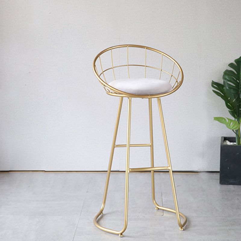 Contemporary Style Counter Stool Upholstered Bar Stool with Metal Base