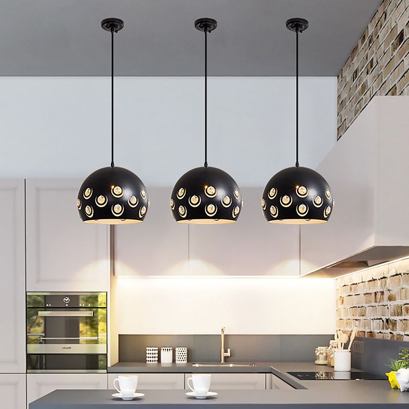 Pendentif minimaliste 1 tête de chute avec une teinte métallique finition noire lampe à suspension de plafond en forme de dôme