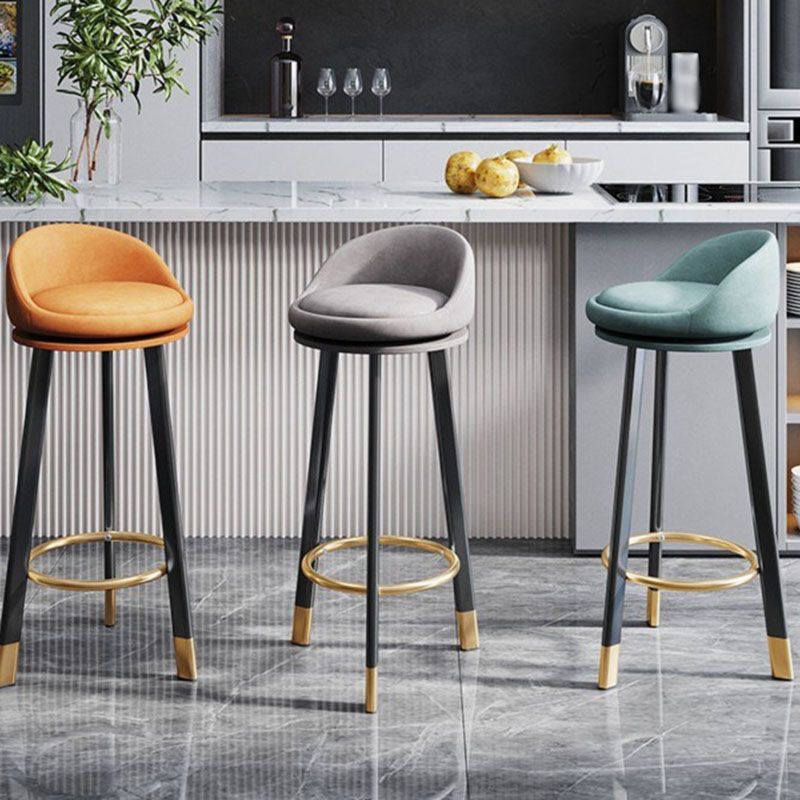 Scandinavian Living Room Low Back Stool Matte Finish Upholstered Swivel Stool