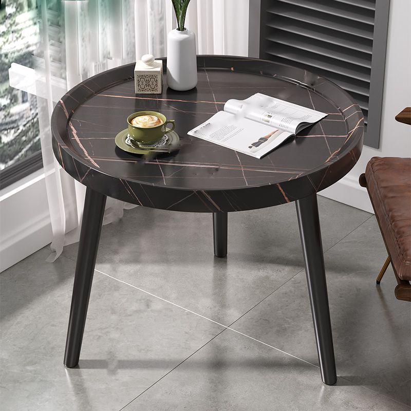 Modern 3 Legs Wooden Coffee Table Round Top Shape Cocktail Table for Living Room