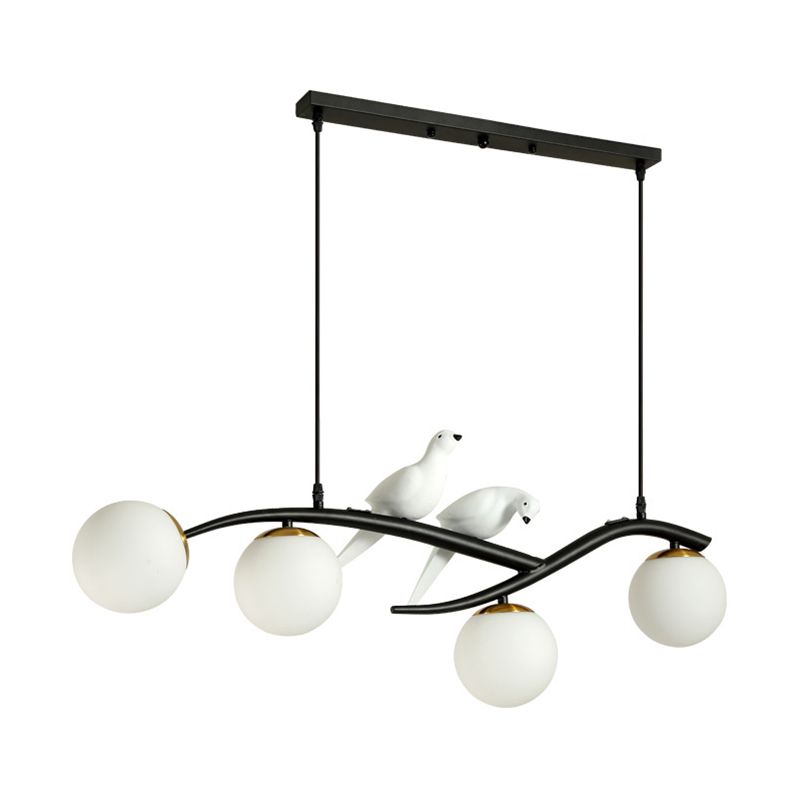 Glass Globe Island Light in Modern Luxury Style Lacquered Iron Pendant Light for Dining Room