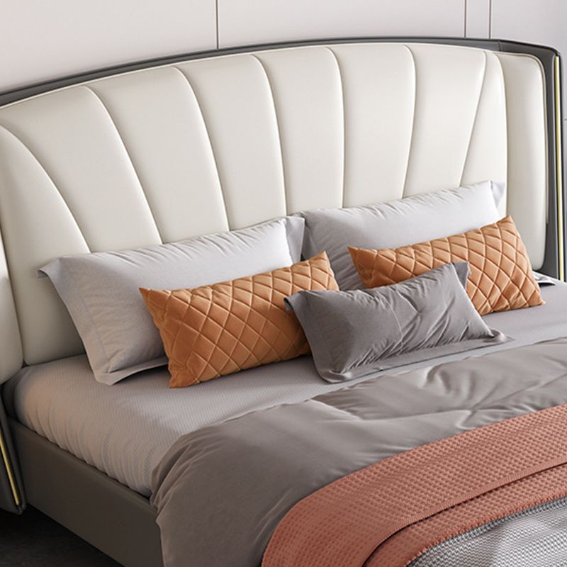 Wingback Headboard Bed Leather Bed Frame 86.61" Long in Grey