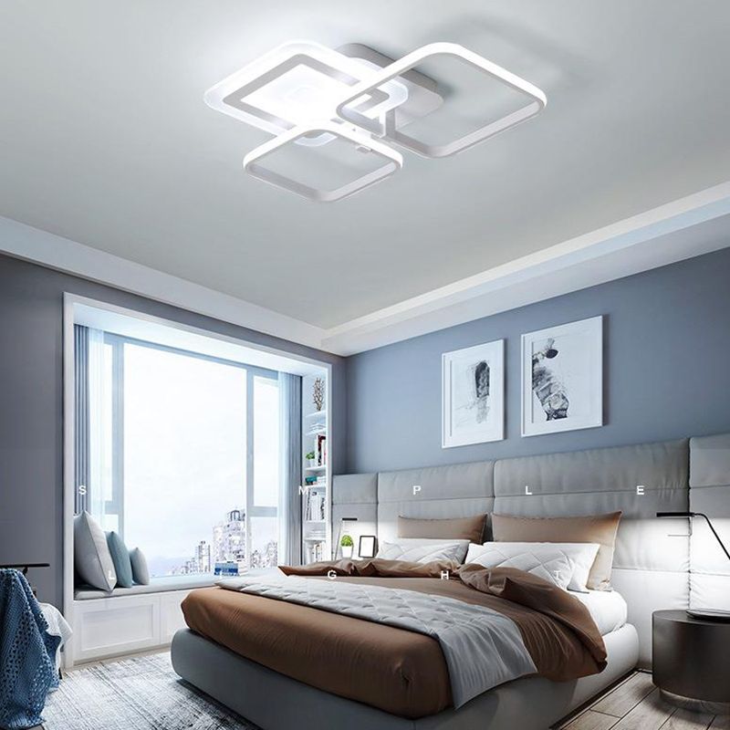 Acrylic Square Semi Flush Simple LED White Close to Ceiling Lighting Fixture in Warm/White Light