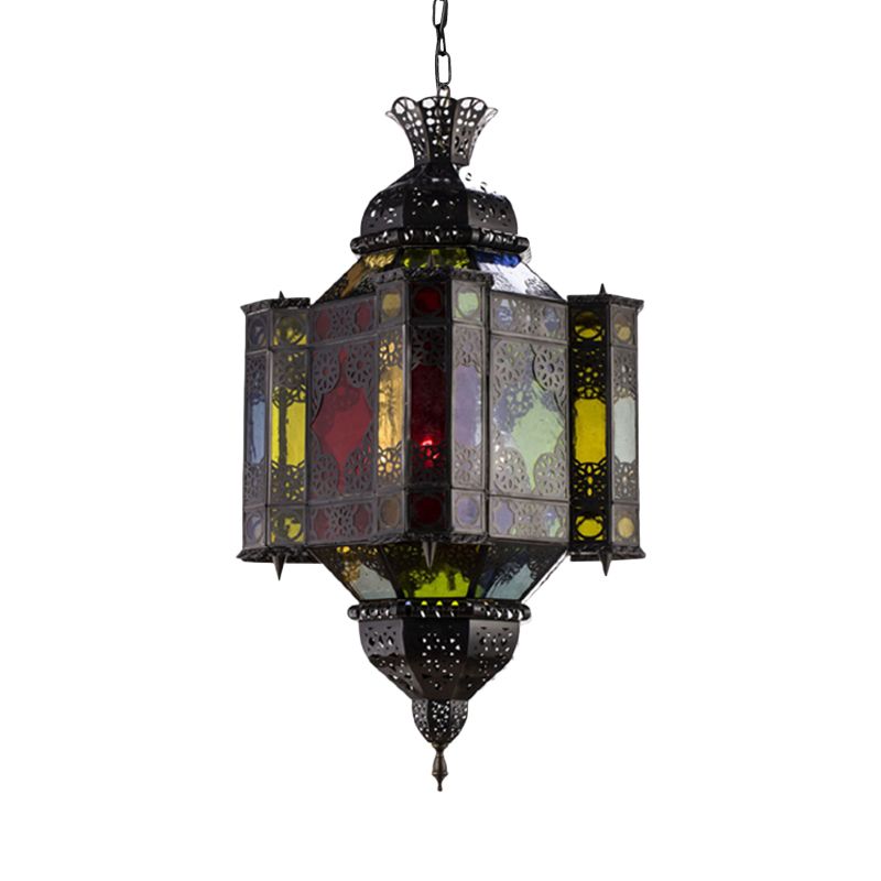 Black 8-Light Pendant Lighting Arab Style Metal Castle Chandelier Ceiling Lamp for Living Room