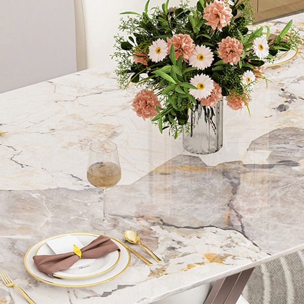 Luxury Sintered Stone Top Table Rectangle Table with Pedestal Base